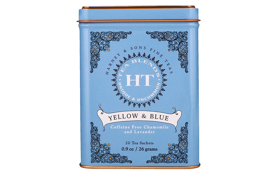 Harney & Sons Yellow & Blue, Caffeine Free Chamomile and Lavender Tea   Tin  20 pcs